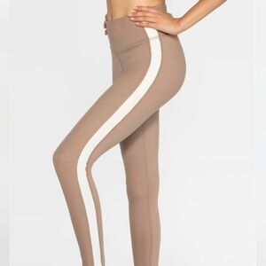 all in motion Taupe High-Rise Leggings with White Side Stripe Sz XXL